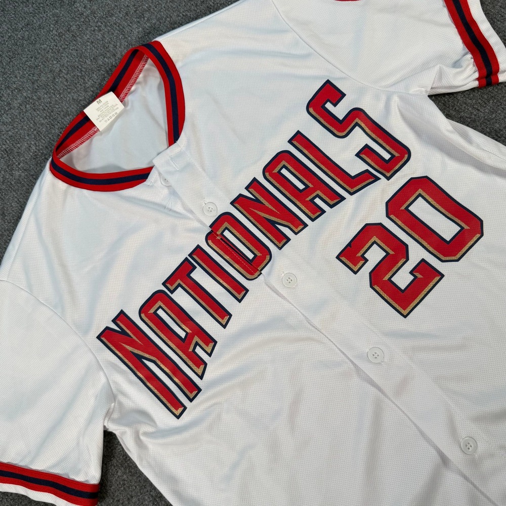 Washington Nationals 20th Anniversary Baseball Jersey White Red Size M #4738